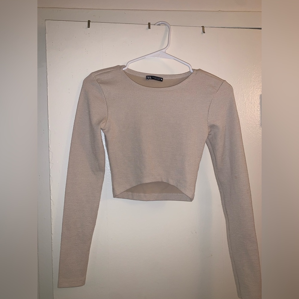 Zara beige long sleeve top